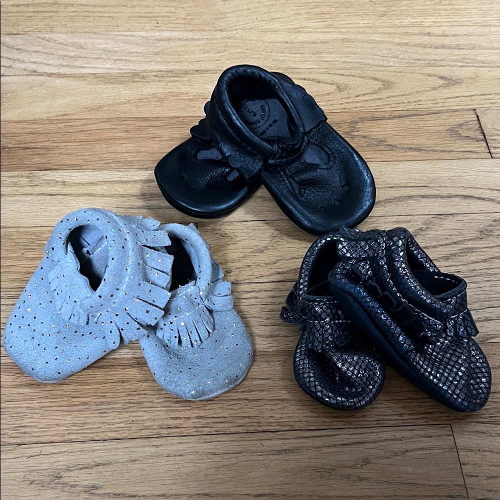 Stylish Kids Moccasins - Black, Gray, and Brown